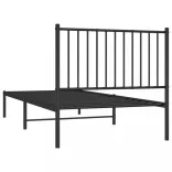 fekete fém ágykeret fejtámlával 90 x 200 cm