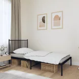 fekete fém ágykeret fejtámlával 100 x 190 cm