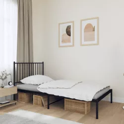 fekete fém ágykeret fejtámlával 100 x 190 cm