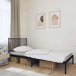 fekete fém ágykeret fejtámlával 100 x 200 cm