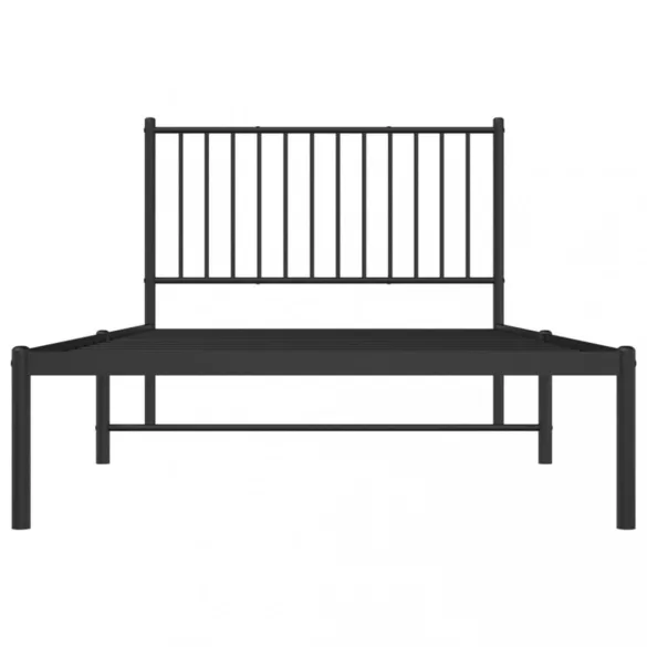 fekete fém ágykeret fejtámlával 100 x 200 cm