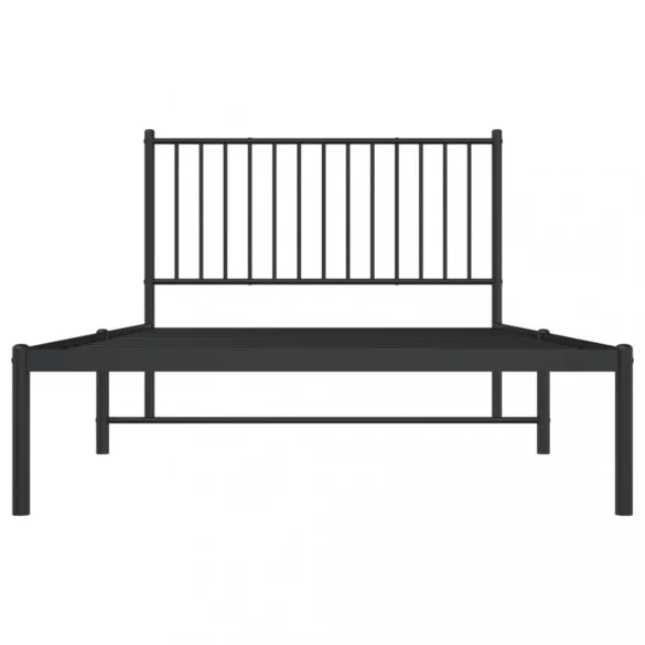 fekete fém ágykeret fejtámlával 107 x 203 cm
