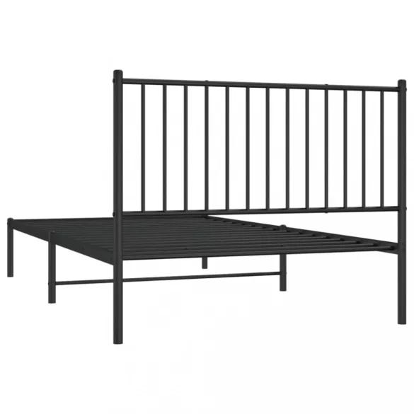 fekete fém ágykeret fejtámlával 107 x 203 cm