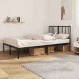 fekete fém ágykeret fejtámlával 120 x 190 cm