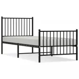 fekete fém ágykeret fej- és lábtámlával 80 x 200 cm