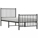 fekete fém ágykeret fej- és lábtámlával 80 x 200 cm