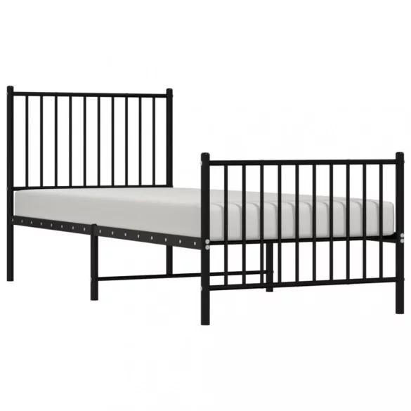 fekete fém ágykeret fej- és lábtámlával 80 x 200 cm