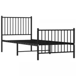fekete fém ágykeret fej- és lábtámlával 80 x 200 cm