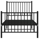fekete fém ágykeret fej- és lábtámlával 80 x 200 cm