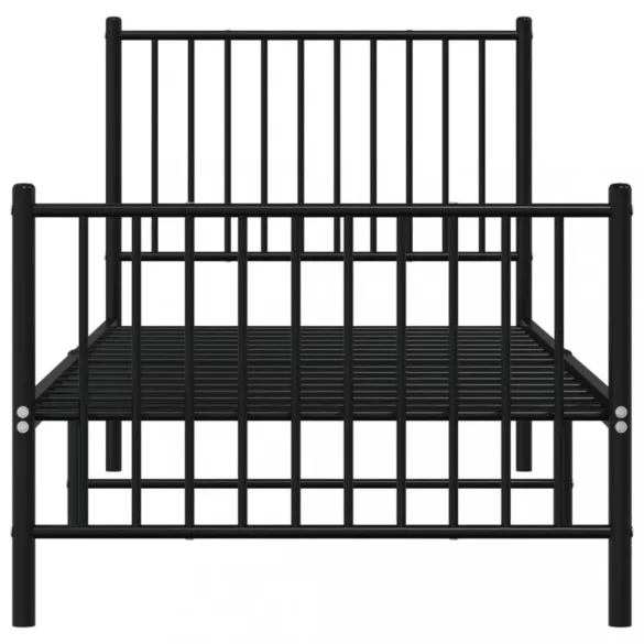 fekete fém ágykeret fej- és lábtámlával 80 x 200 cm
