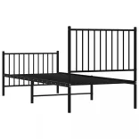 fekete fém ágykeret fej- és lábtámlával 80 x 200 cm