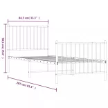 fekete fém ágykeret fej- és lábtámlával 80 x 200 cm