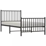 fekete fém ágykeret fej- és lábtámlával 90 x 190 cm