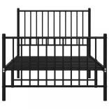 fekete fém ágykeret fej- és lábtámlával 90 x 190 cm