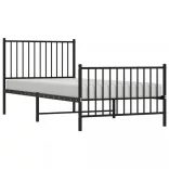 fekete fém ágykeret fej- és lábtámlával 90 x 200 cm