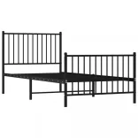 fekete fém ágykeret fej- és lábtámlával 90 x 200 cm