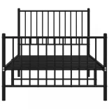 fekete fém ágykeret fej- és lábtámlával 90 x 200 cm