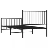 fekete fém ágykeret fej- és lábtámlával 90 x 200 cm