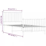fekete fém ágykeret fej- és lábtámlával 90 x 200 cm