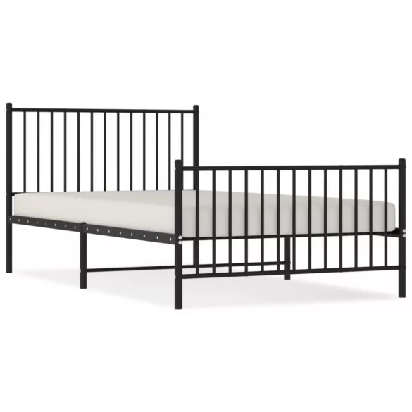 fekete fém ágykeret fej- és lábtámlával 107 x 203 cm