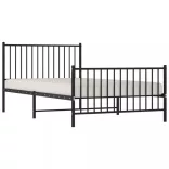 fekete fém ágykeret fej- és lábtámlával 107 x 203 cm