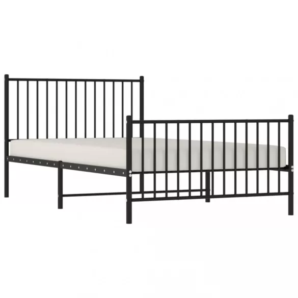 fekete fém ágykeret fej- és lábtámlával 107 x 203 cm