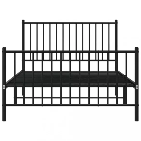 fekete fém ágykeret fej- és lábtámlával 107 x 203 cm