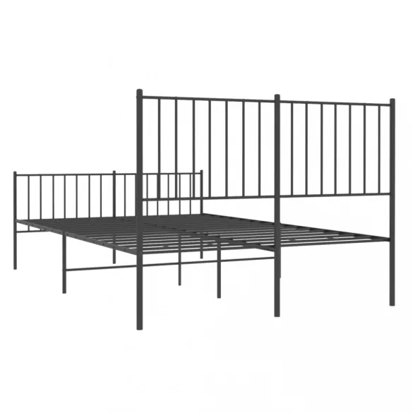 fekete fém ágykeret fej- és lábtámlával 120 x 200 cm