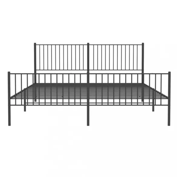 fekete fém ágykeret fej- és lábtámlával 200 x 200 cm