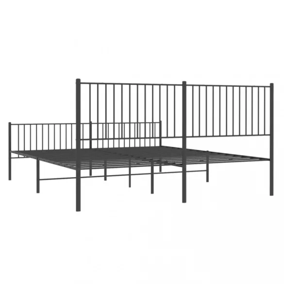 fekete fém ágykeret fej- és lábtámlával 200 x 200 cm