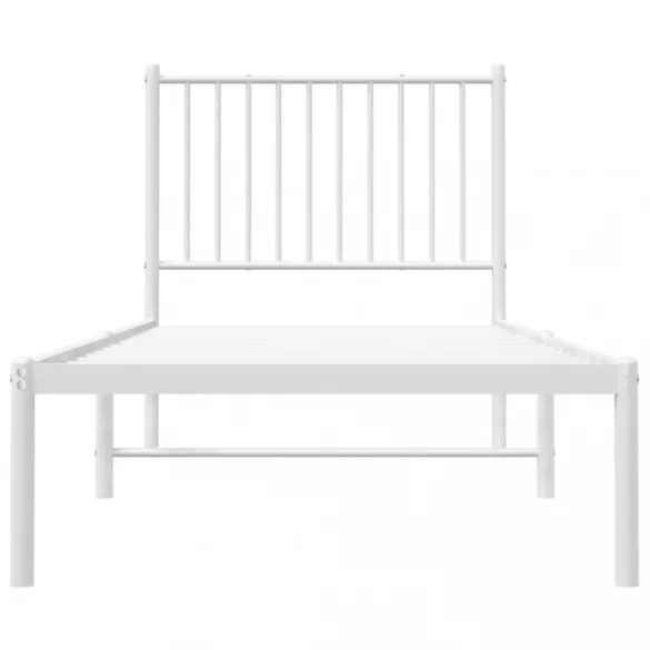 fehér fém ágykeret fejtámlával 80x200 cm