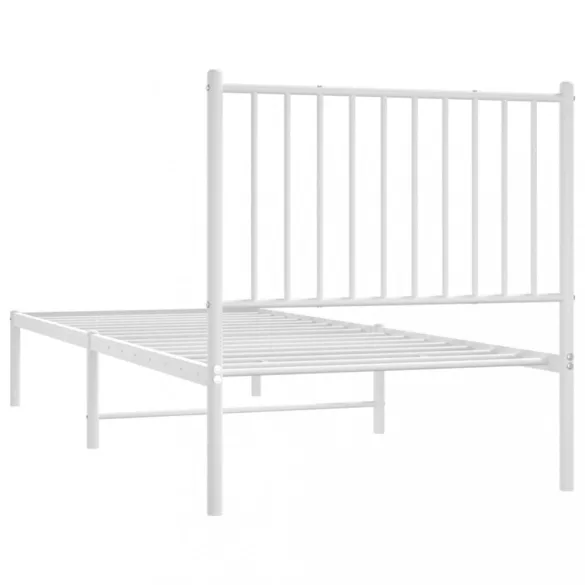 fehér fém ágykeret fejtámlával 80x200 cm