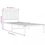 fehér fém ágykeret fejtámlával 80x200 cm