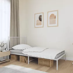 fehér fém ágykeret fejtámlával 100x190 cm