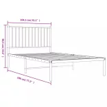 fehér fém ágykeret fejtámlával 100x190 cm