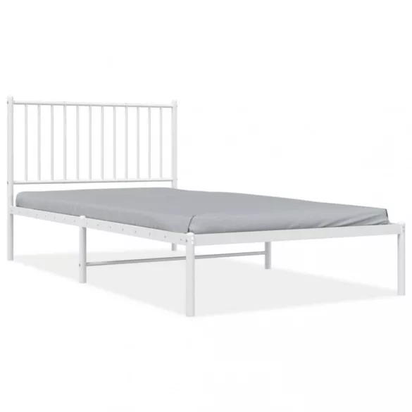 fehér fém ágykeret fejtámlával 100x200 cm