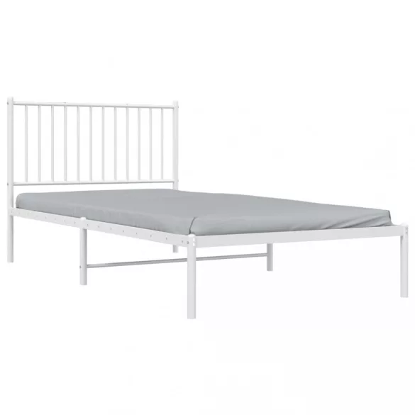 fehér fém ágykeret fejtámlával 100x200 cm
