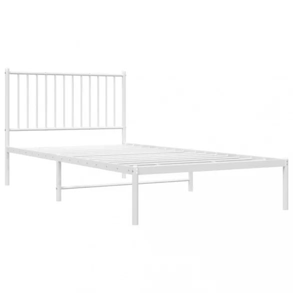 fehér fém ágykeret fejtámlával 100x200 cm