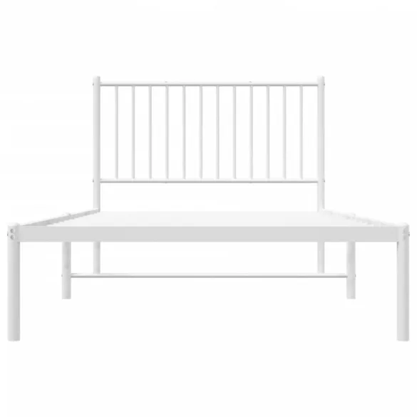 fehér fém ágykeret fejtámlával 100x200 cm