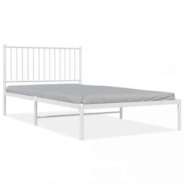 fehér fém ágykeret fejtámlával 107x203 cm