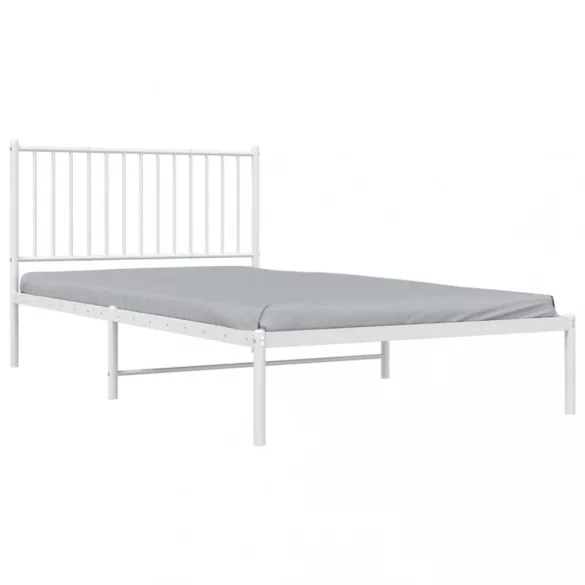 fehér fém ágykeret fejtámlával 107x203 cm