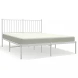 fehér fém ágykeret fejtámlával 135 x 190 cm