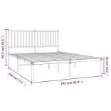 fehér fém ágykeret fejtámlával 135 x 190 cm