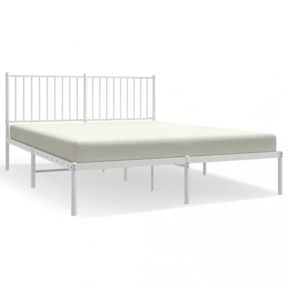 fehér fém ágykeret fejtámlával 160 x 200 cm