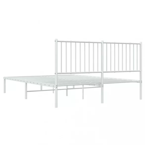fehér fém ágykeret fejtámlával 160 x 200 cm