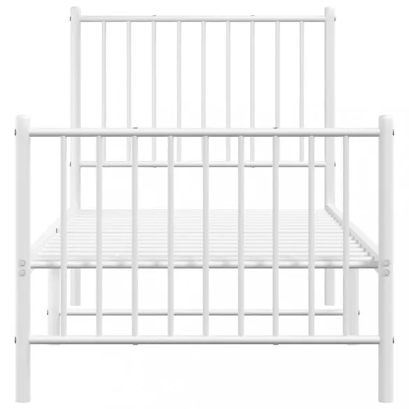 fehér fém ágykeret fej- és lábtámlával 75 x 190 cm