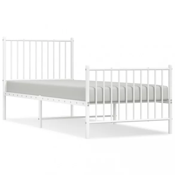 fehér fém ágykeret fej- és lábtámlával 80x200 cm