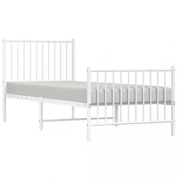 fehér fém ágykeret fej- és lábtámlával 80x200 cm