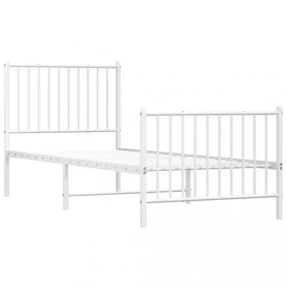fehér fém ágykeret fej- és lábtámlával 80x200 cm