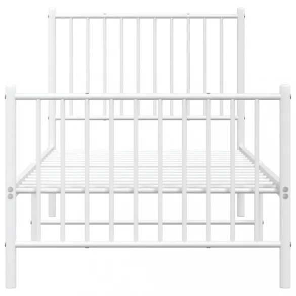 fehér fém ágykeret fej- és lábtámlával 80x200 cm